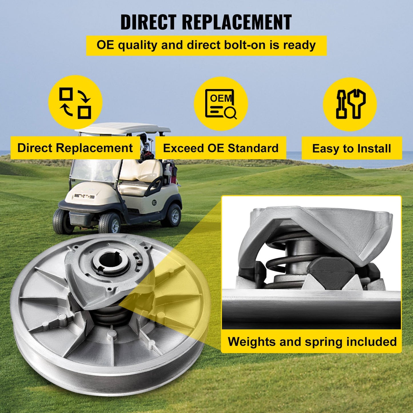 Golfbil med hög vridmomentskoppling för Club Car DS &amp; Precedent 1997 till Up Club Car, 4-takts bensindriven golfbilsmodell, silver