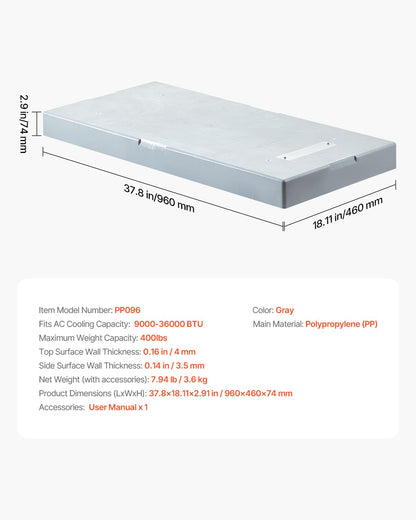 Mini Split Pad, for 9000-36000BTU Ductless Air Conditioner Heat Pump Systems, 960x460x74 mm Plastic Outdoor Condenser Equipment Anti-Vibration Pads for Heat Pump System, Max Load 181kg