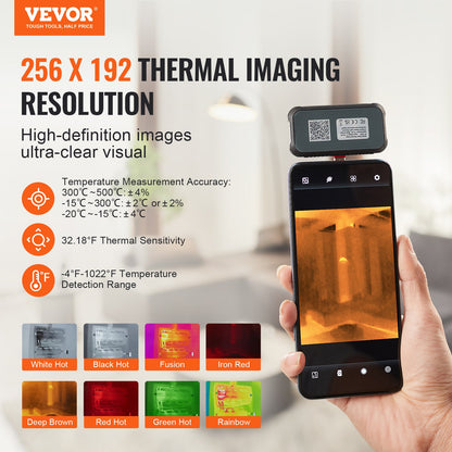 Thermal Imaging Camera for Android, 256 x 192 IR Resolution Infrared Thermal Imager with Visual Camera, 25Hz Refresh Rate Thermal Camera for Smartphone/Tablet, -4-1022°F Temperature Range, IP54