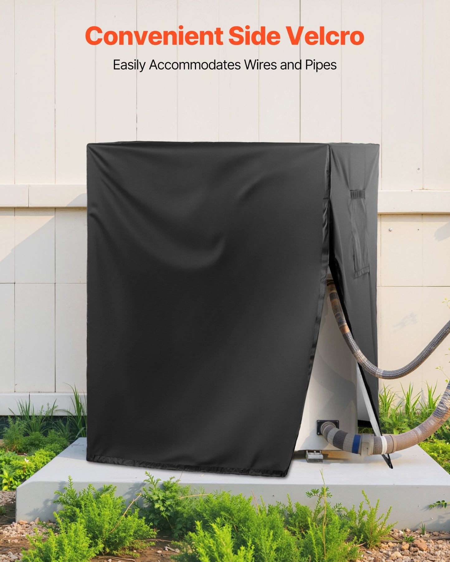 Air Conditioner Cover, 863 x 812 x 762 mm Ac Cover for Air Conditioning Unit, Three-Layer, Waterproof Polyester Fabric, Mesh Ventilation, Universal Defender for Outdoor Outside Ac Unit, Black