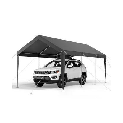 Carport, 10 x 20 FT Outdoor Car Canopy, Potable Carport, Heavy Duty Galvanized Car Shelter, UV-Resistant & Water-Resistant, All-Season Protection, Storage Shed for Car Boat Motorcycle Grey