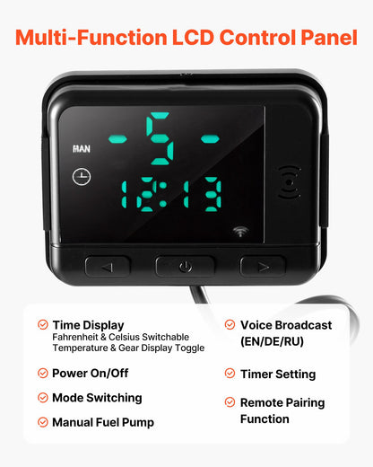 Dieselluftvärmareregulator, DC5V universal dieselluftvärmareregulator termostatbrytare, parkeringsvärmareregulatorer med LCD-skärm och fjärrkontroll, passar för 2KW/5KW/8KW dieselvärmare