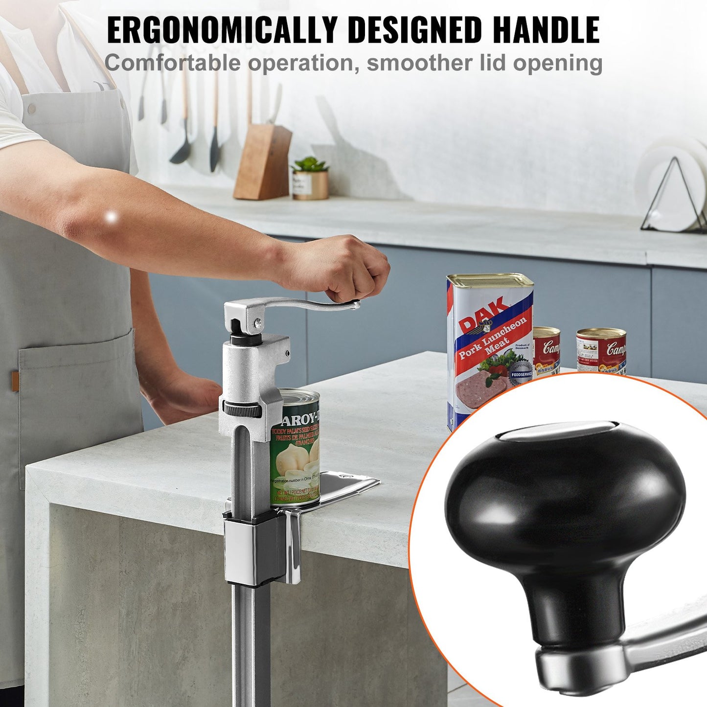 Manual Can Opener, Commercial Table Opener for Large Cans, Heavy Duty Can Opener with Base, Adjustable Height Industrial Jar Opener For Cans Up to 15.7" Tall, for Restaurant Hotel Home Bar