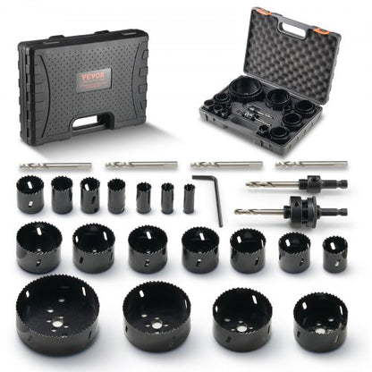 Hole Saw Kit, 18 PCS Saw Blades, 6 Drill Bits, 1 Hex Wrench, Bi Metal M42 Hole Saw Set with Carrying Case, General Purpose Size from 1.9cm to 11.4cm, Ideal for Wood Board, Iron and Plastic Plate