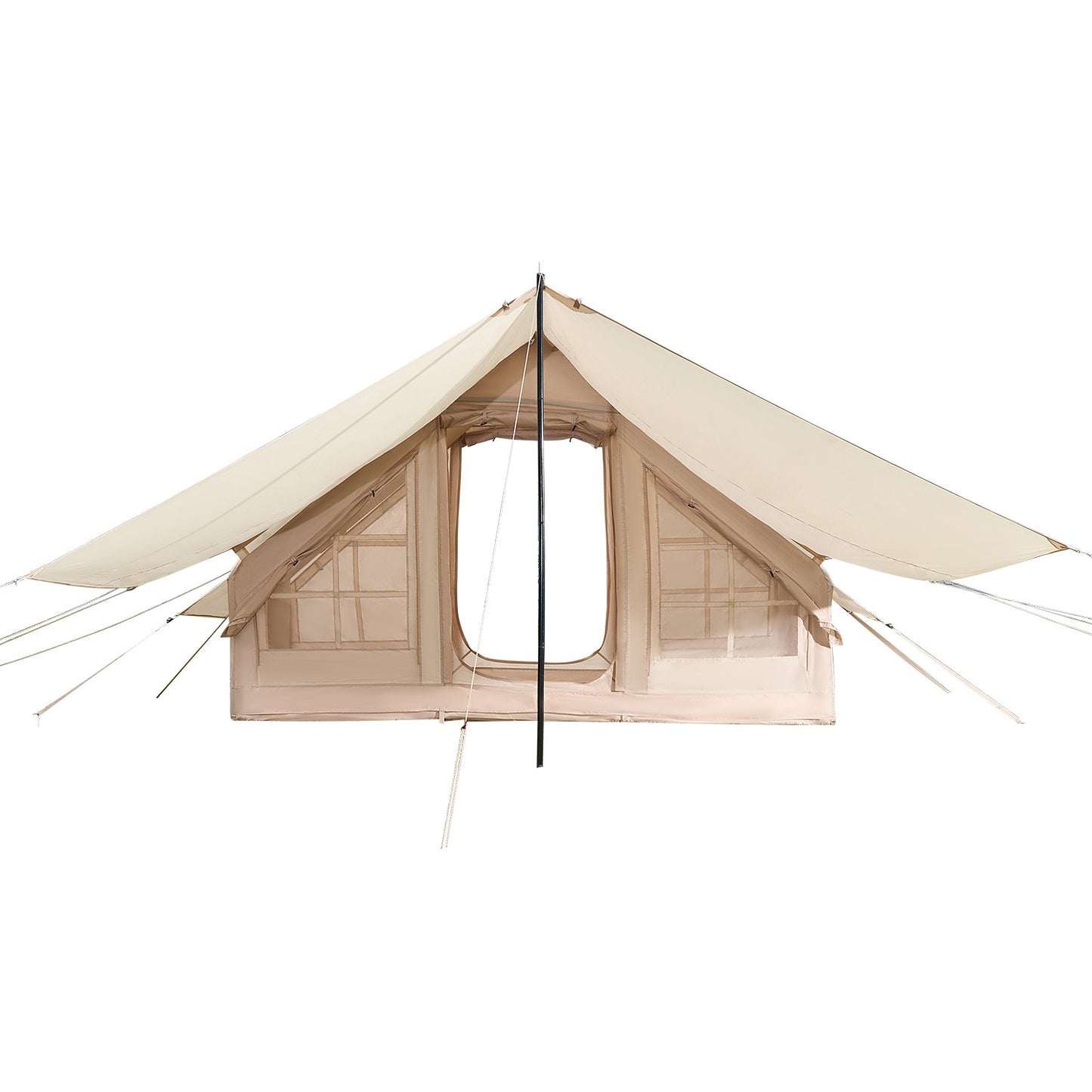 Inflatable Tents for Camping, 3-5 Person Easy Setup Blow up Tent with Hand Pump, 300D Oxford 4 Season Glamping Tent with Canopy, Stove Jack, 2 Doors & 2 Mesh Windows (Storage Bag Included)