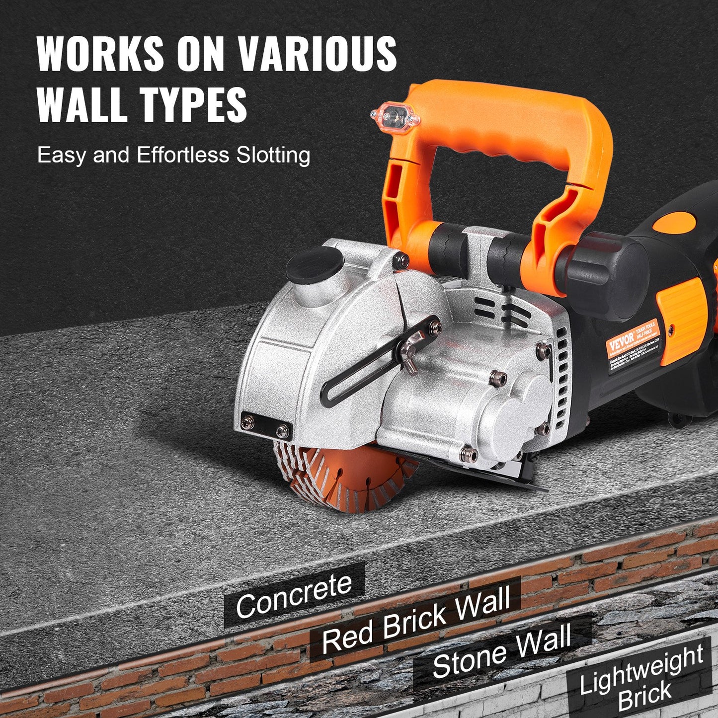 Electric Wall Chaser, Wall Groove Cutting Machine 133mm, Groove Cutting Machine Depth 42mm, Wall Slotting Machine 2500W, Wall Cutting Cutter Machine with Water Pump