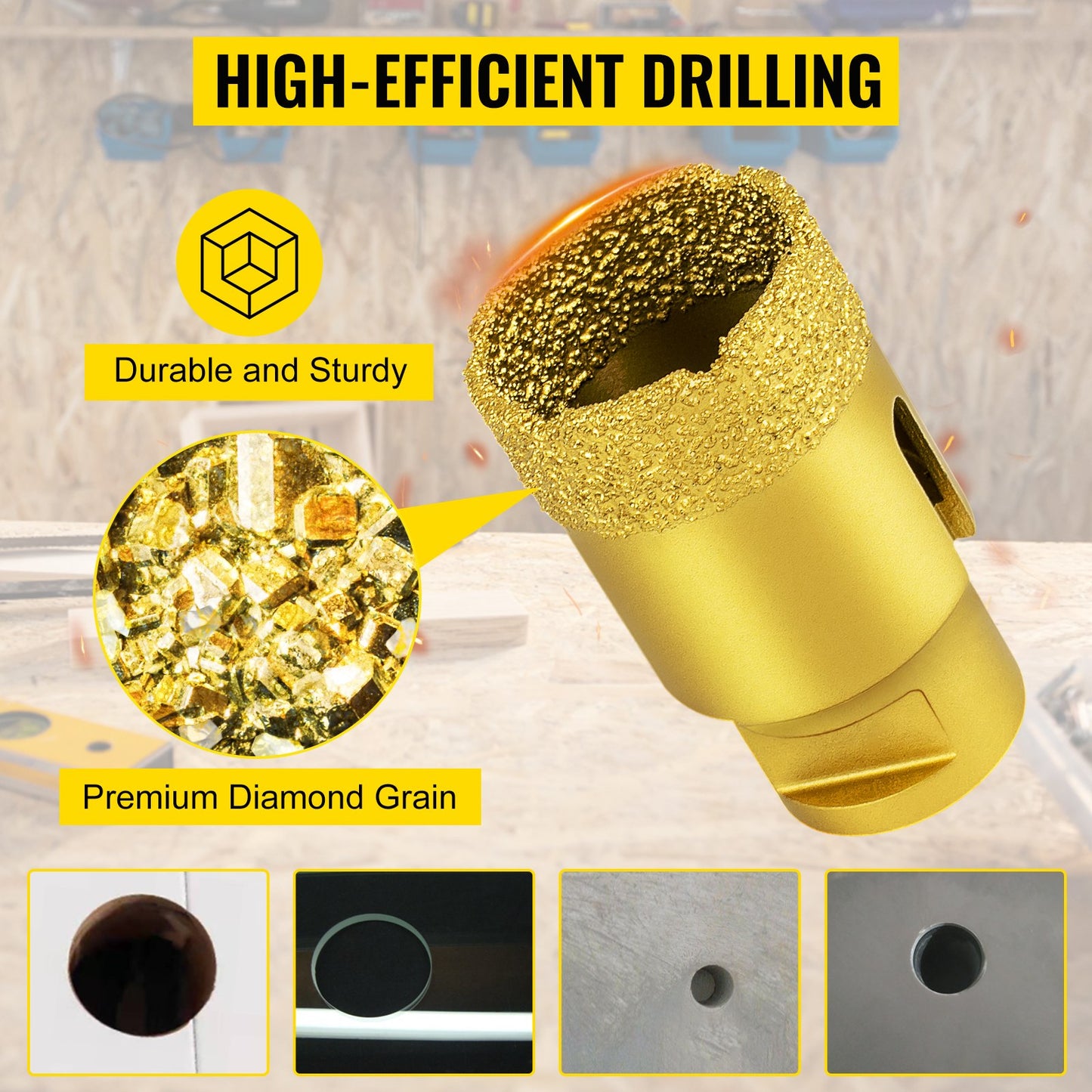 Diamond Holesaw Set 6 PCS Diamond Drill Bits Set with 20mm-68mm Diamond Drill Bits for Ceramic Tile Marble