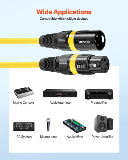 XLR Cable 2 m, 10 Pack, Shielded Balanced DMX Male to Female Microphone Cables, Gold-Plated 3-Pin XLR Mic Speaker Cords Wires, for Stage Lighting, Microphones, Amplifier, Mixer, Speaker Systems