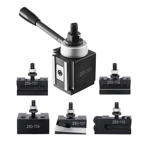 Quick Change Tool Post Set, 6 Pcs, Includes Lathe Tool Holders, Wedge Type Tool Post with Turning Tool Holder Accessories, Fit for Mini Lathe & Metal Lathe 6"-12" Swing, Durable Steel Material