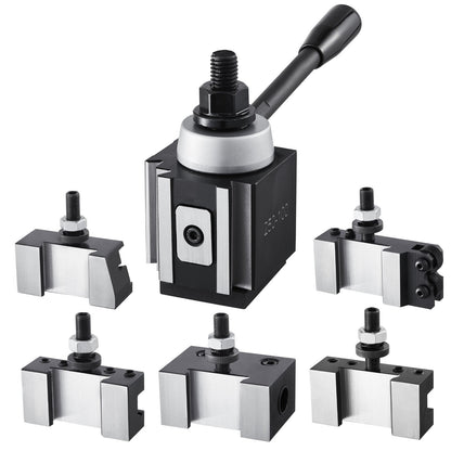 Quick Change Tool Post Set, 6 Pcs, Includes Lathe Tool Holders, Wedge Type Tool Post with Turning Tool Holder Accessories, Fit for Mini Lathe & Metal Lathe 6"-12" Swing, Durable Steel Material