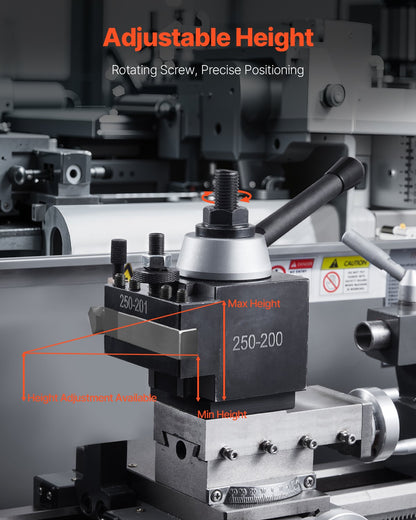 Quick Change Tool Post Set, 8 Pcs, Includes Lathe Tool Holders, Wedge Type Tool Post with Turning Tool Holder Accessories, for Mini Lathe & Metal Lathe 254-381 mm(10"-15") Swing, Durable Steel Material