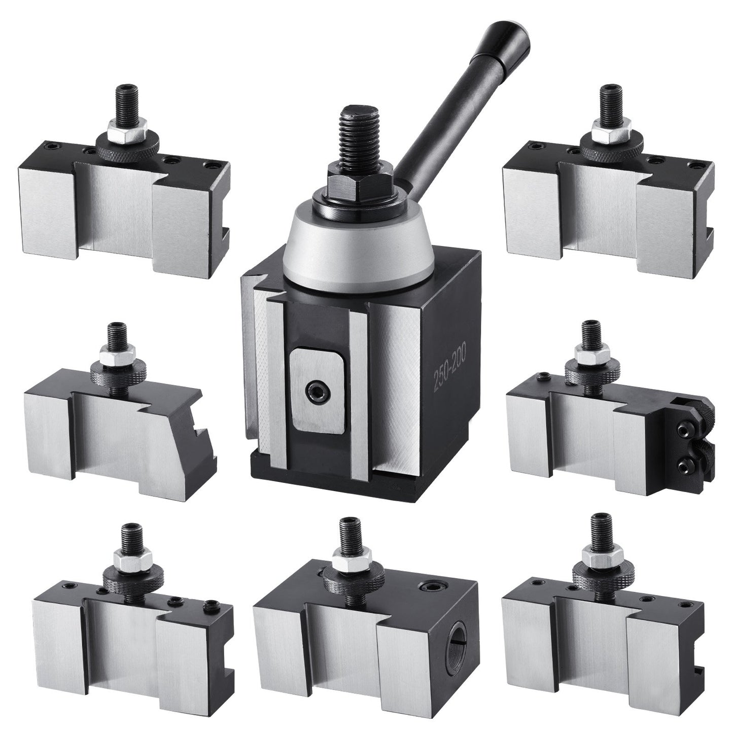 Quick Change Tool Post Set, 8 Pcs, Includes Lathe Tool Holders, Wedge Type Tool Post with Turning Tool Holder Accessories, for Mini Lathe & Metal Lathe 254-381 mm(10"-15") Swing, Durable Steel Material