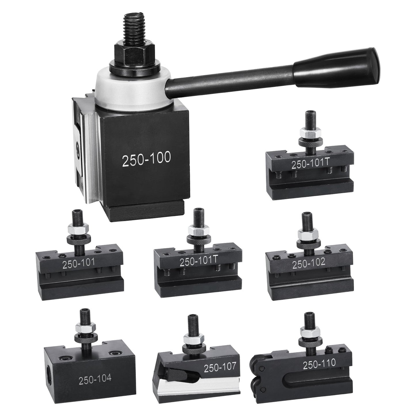 Quick Change Tool Post Set, 8 Pcs, Includes Lathe Tool Holders, Wedge Type Tool Post with Turning Tool Holder Accessories, Fit for Mini Lathe & Metal Lathe 152-305 mm(6"-12") Swing, Durable Steel Material