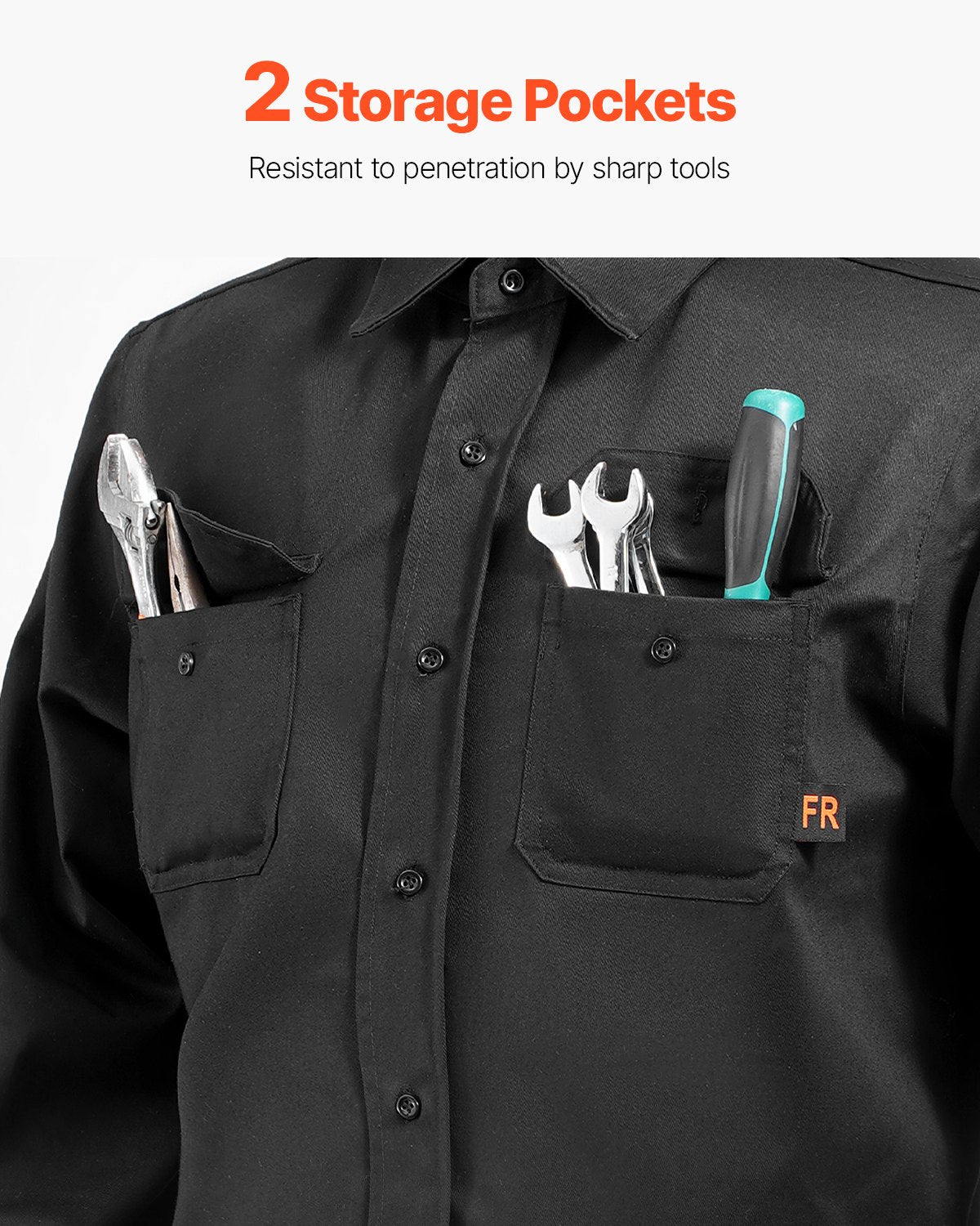 Flame-Resistant Welding Jacket - XXL Size, 7oz. FR Cotton Welding Jacket, Machine Washable Heat-Resistant Safety Jacket with Collar, Adjustable Cuffs & Pockets, Meet ATPV 9.2 Cal/cm² Arc Rating