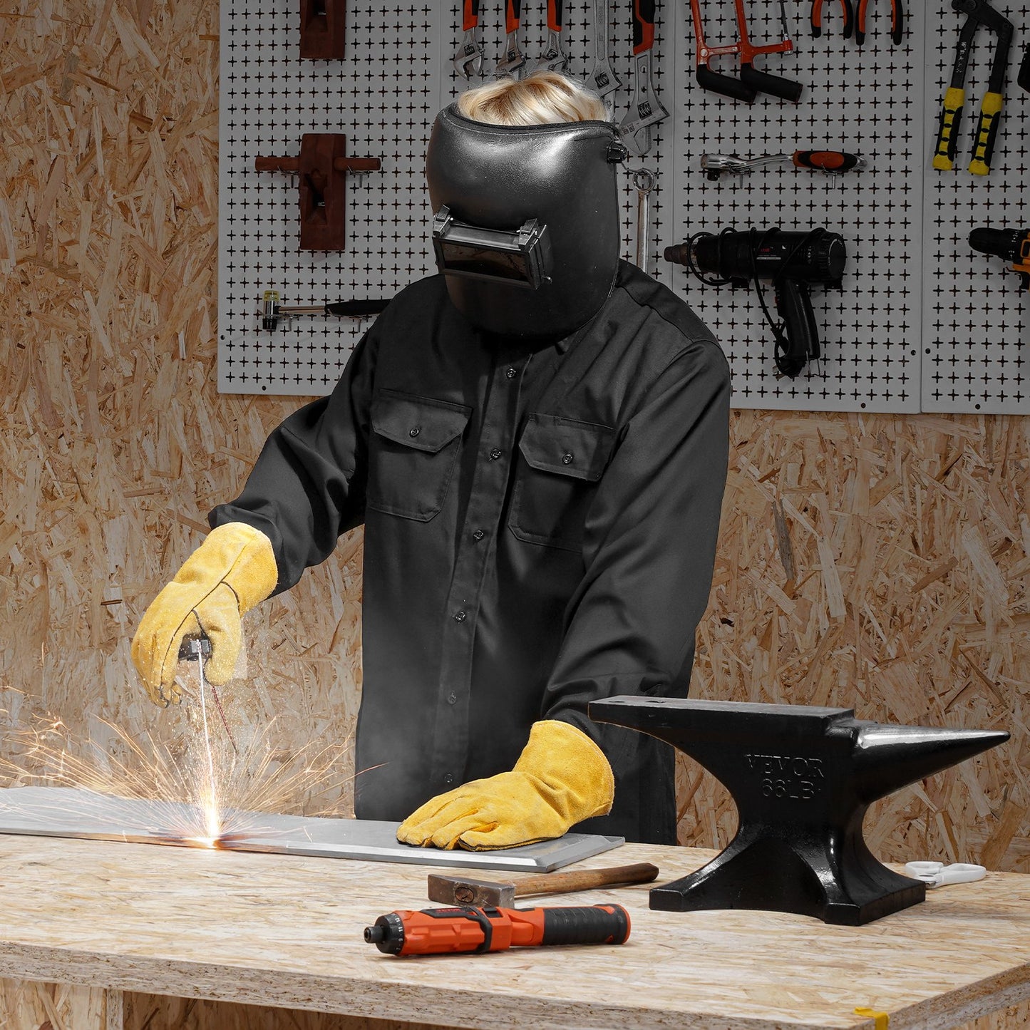 Flame-Resistant Welding Jacket - XXL Size, 7oz. FR Cotton Welding Jacket, Machine Washable Heat-Resistant Safety Jacket with Collar, Adjustable Cuffs & Pockets, Meet ATPV 9.2 Cal/cm² Arc Rating