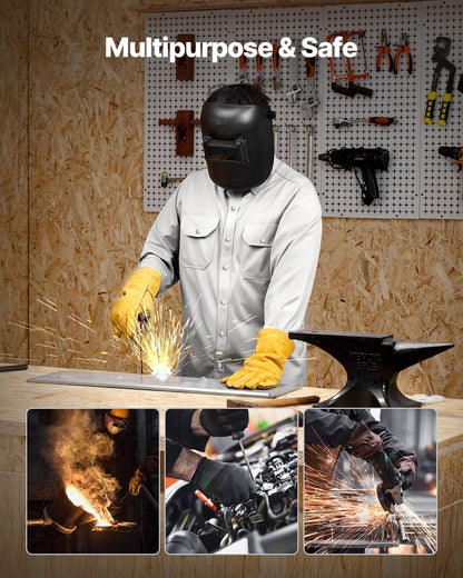 FR Welding Jacket - L Size, 7oz. Flame-Resistant Cotton Welding Jacket, Machine Washable Heat-Resistant Safety Jacket with Metal Snap Buttons & Adjustable Cuff, Meet ATPV 9.2 Cal/cm² Arc Rating