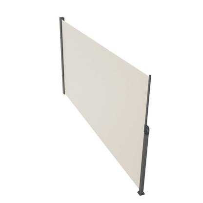 Utfällbar sidomarkis, 63''x 118'' utomhusskärm, 180g polyester vattentät utfällbar terrassskärm, UV 30+ rumsavdelare vindskydd för uteplats, bakgård, balkong, beige