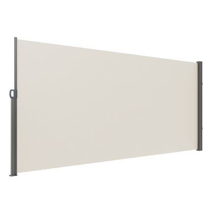 Utfällbar sidomarkis, 71''x 138'' utomhusskärm, 180g polyester vattentät utfällbar terrassskärm, UV 30+ rumsavdelare vindskydd för uteplats, bakgård, balkong, beige