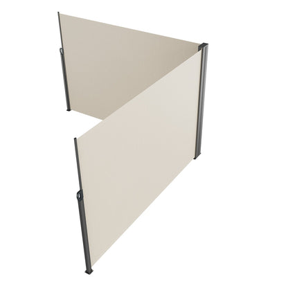 Utfällbar sidomarkis, 79''x 236'' utomhusskärm, 180g polyester vattentät utfällbar terrassskärm, UV 30+ rumsavdelare vindskydd för uteplats, bakgård, balkong, beige