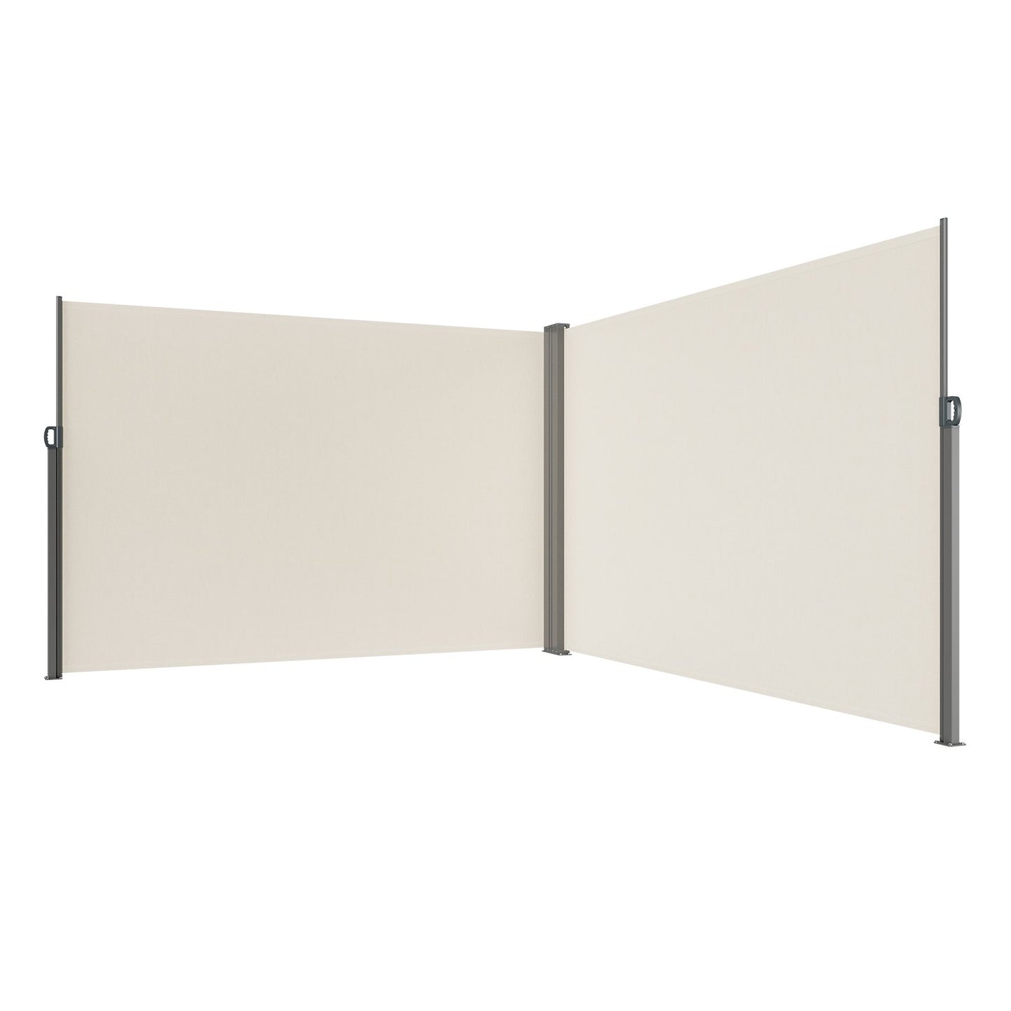 Utfällbar sidomarkis, 79''x 236'' utomhusskärm, 180g polyester vattentät utfällbar terrassskärm, UV 30+ rumsavdelare vindskydd för uteplats, bakgård, balkong, beige