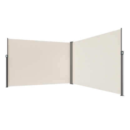 Utfällbar sidomarkis, 79''x 236'' utomhusskärm, 180g polyester vattentät utfällbar terrassskärm, UV 30+ rumsavdelare vindskydd för uteplats, bakgård, balkong, beige