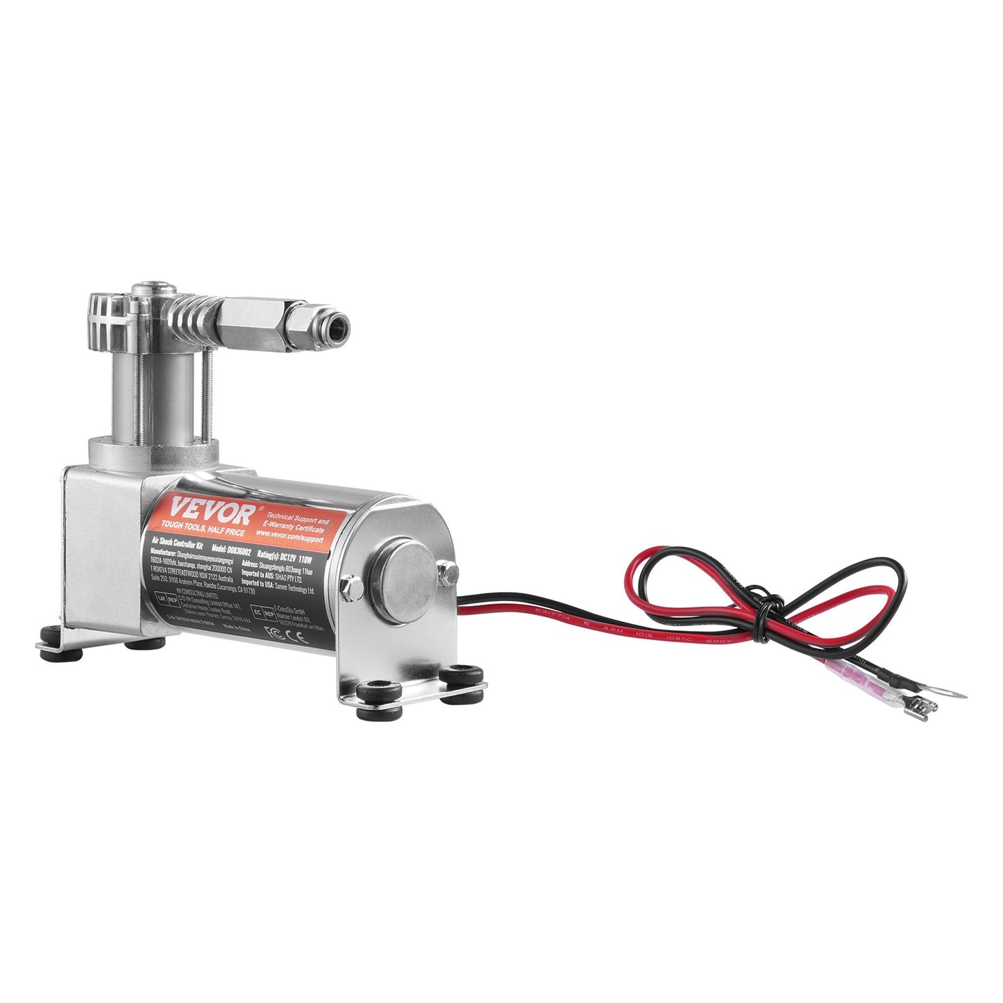 Air Shock Controller Kit, 12V 100PSI On Board Air Compressor System, Air Ride Suspension Compressor Kit with Single Path System, Pressure Gauge & Air Line for Trucks Vans