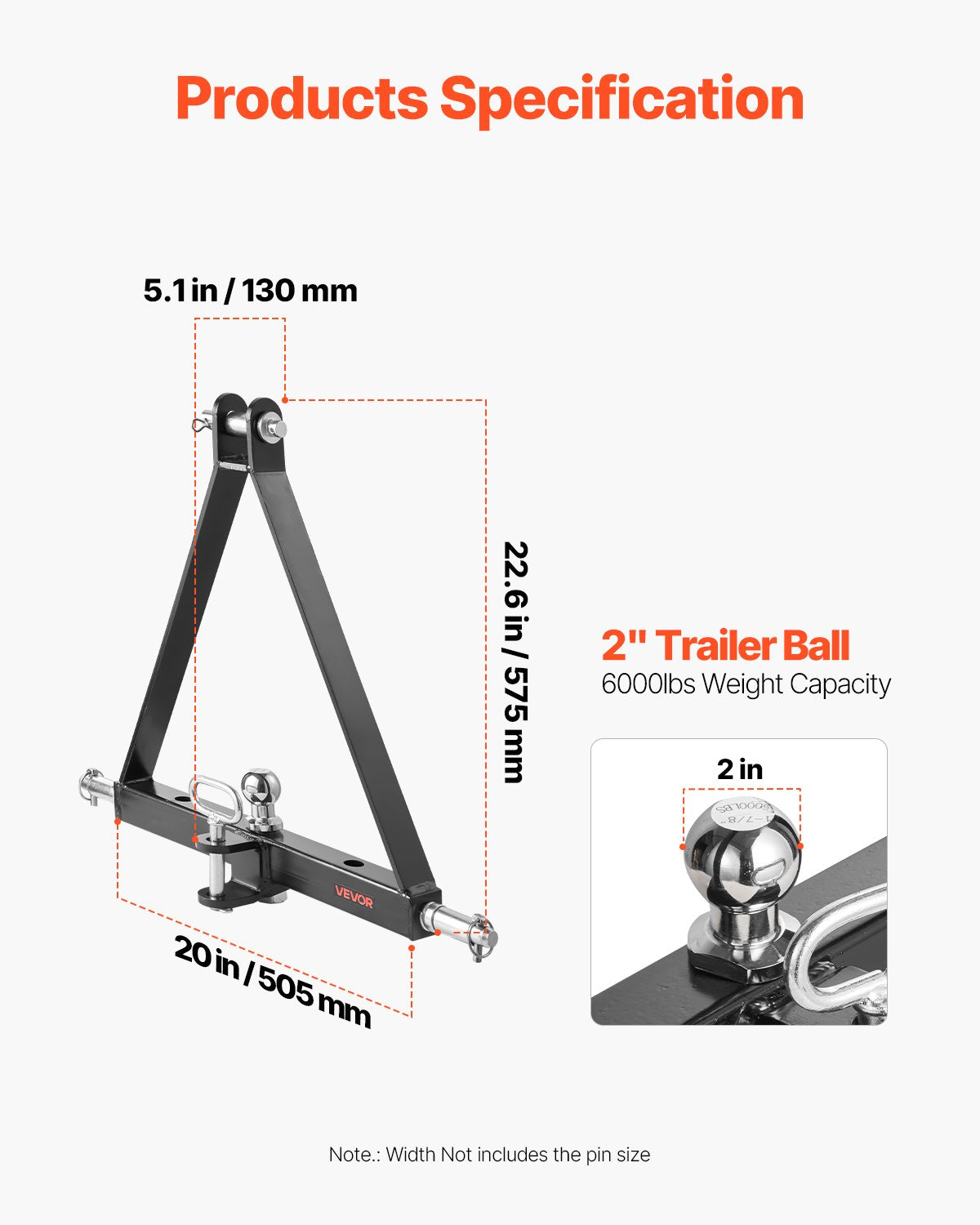 3-punktsfäste med 2-tums fäste, 3-punkts snabbfäste, kapacitet på 6 000 lbs, dragstångsadapter för kraftig traktor, kompatibel med Kubota, Mahindra, John Deere, Massey Ferguson
