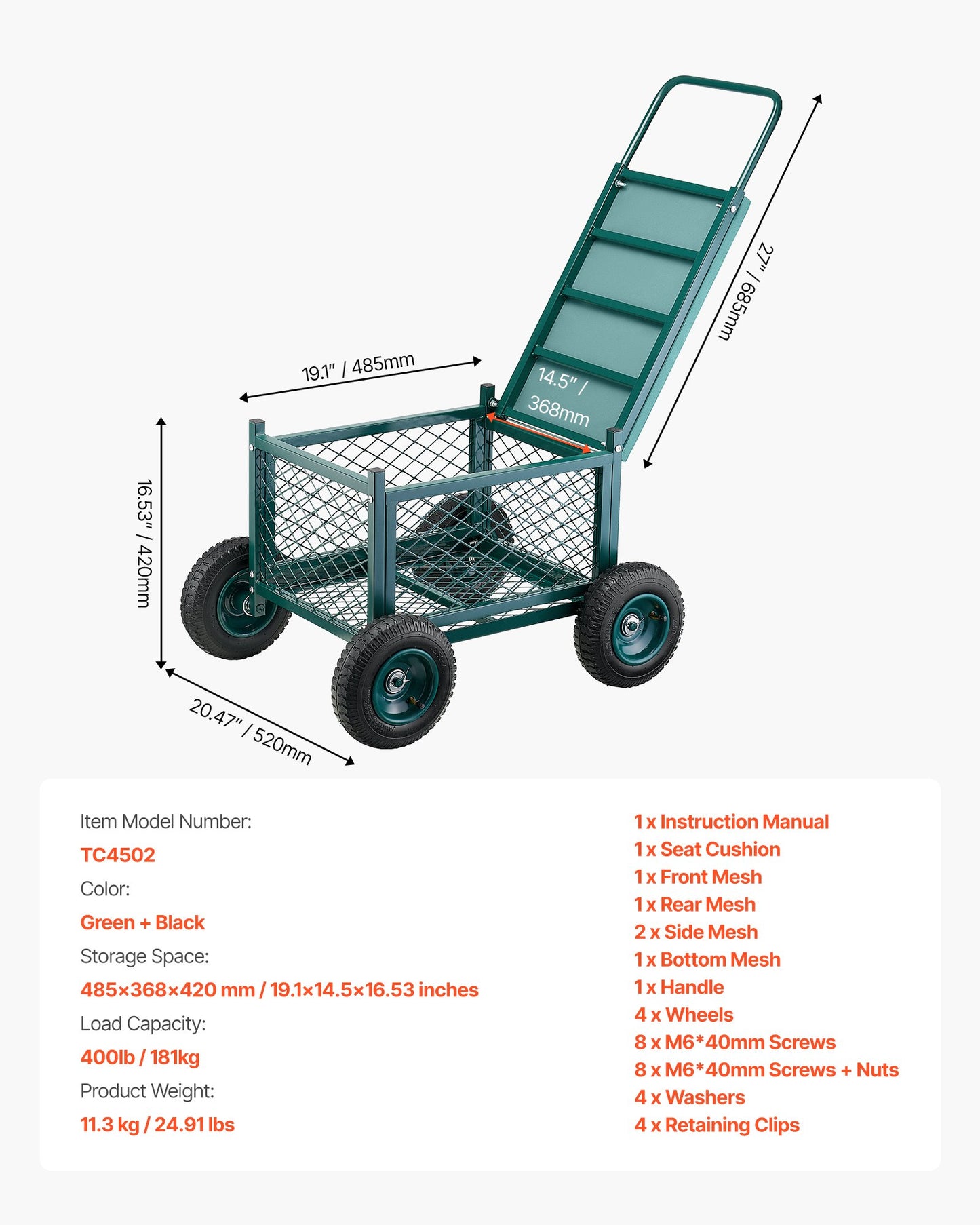 Rullande trädgårdsvagn med säte, rullande trädgårdssäte i metall med hjul, stöder upp till 181 kg, kraftig trädgårdsvagn med scooter, utomhusvagn och pall på hjul för gräsmatta, uteplats, bakgård