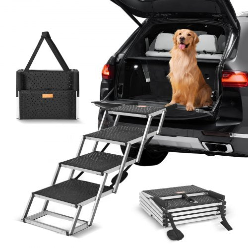 Dog Stair for Cars 4-step Folding Dog Steps Aluminum Loads up to 68 kg