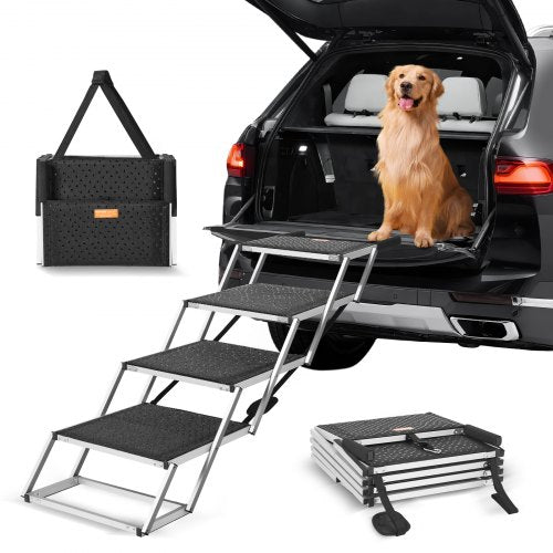 Dog Stair for Cars 4-step Folding Dog Steps Aluminum Loads up to 113.4 kg