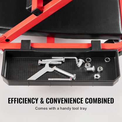 91,4 cm hopfällbar Z-garagepall med krypstol, mekanikerpall, 136,1 kg kapacitet