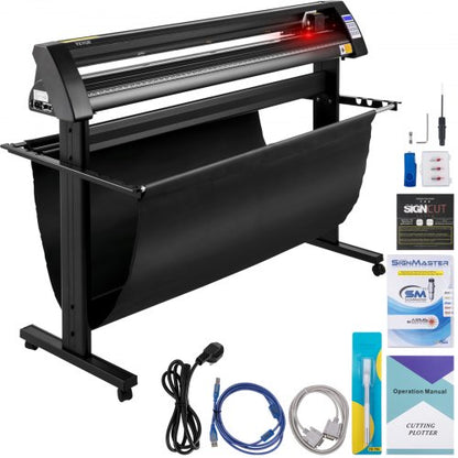 Vinylskärare, 1350 mm vinylplotter, LED-skärmplotter, halvautomatisk inbyggd optisk skärare, kompatibel med SignCut-programvara för Mac- och Windows-system med stativ