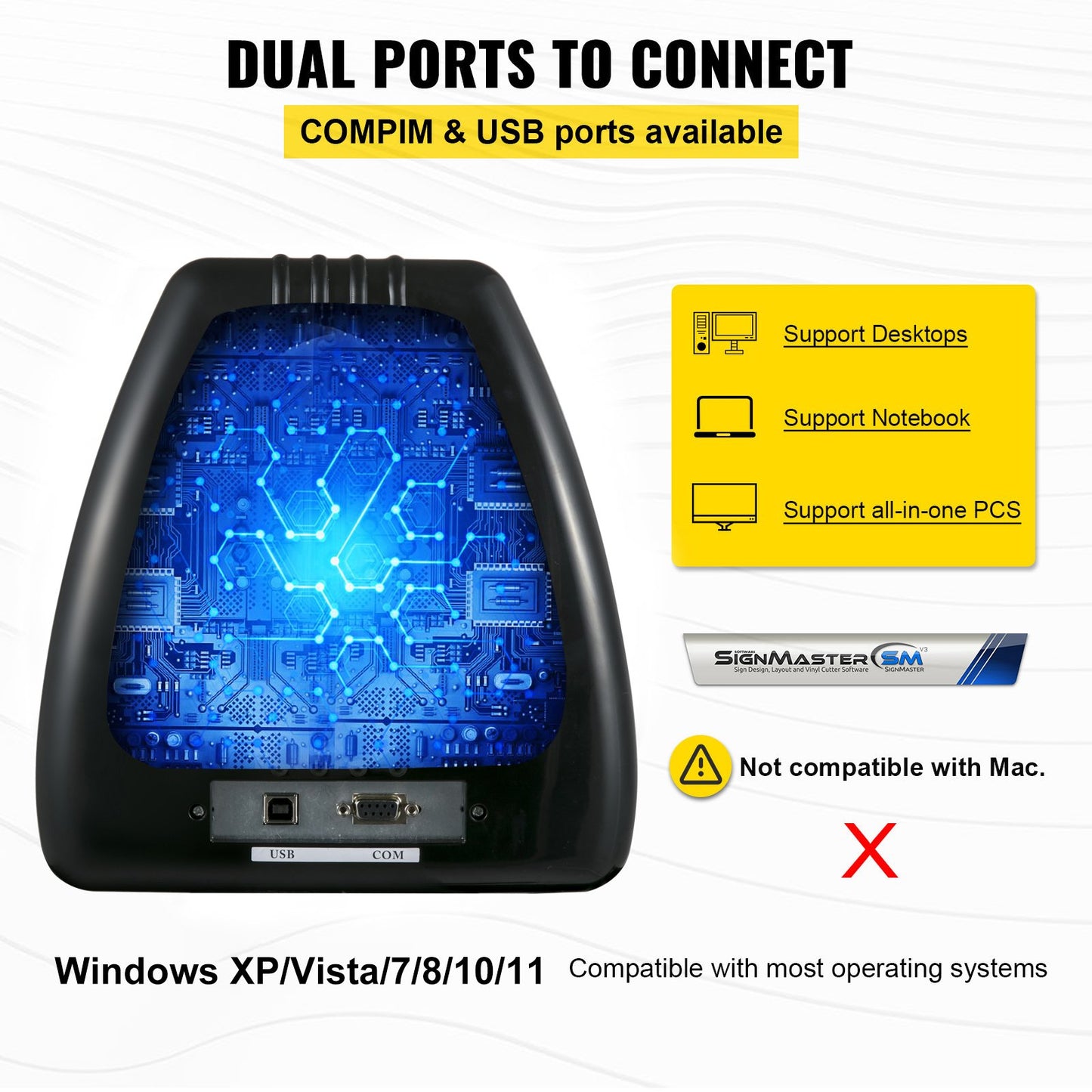 Vinylskärmaskin, 28-tums pappersmatning, vinylskrivare med justerbar kraft och hastighet, LCD-skärm, Windows-kompatibelt skylttillverkningssats med Signmaster-programvara, förnödenheter, 3 blad