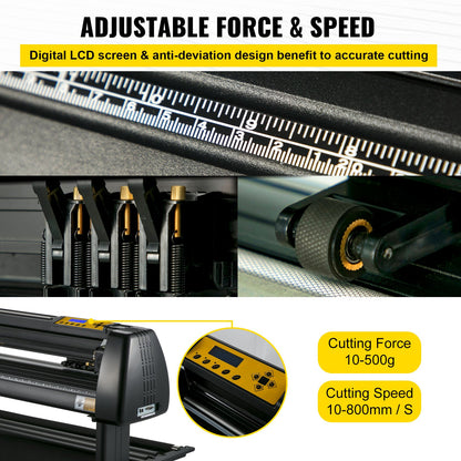 Vinyl Cutter Plotter Machine 34” Signmaster Software Sign Making Machine 870mm Paper Feed Vinyl Cutter Plotter with Stand (34” 870mm)