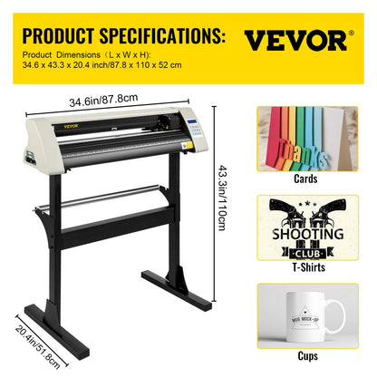 Vinyl Cutter 28 Inch Vinyl Cutter Machine 720mm Paper Feed Vinyl Plotter Cutter Machine with Sturdy Floor Stand for Cutting Paper White
