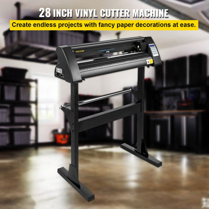 Vinylskärare 28 tums vinylskärmaskin 720 mm pappersmatning vinylplotterskärmaskin med robust golvstativ för papperskärning svart