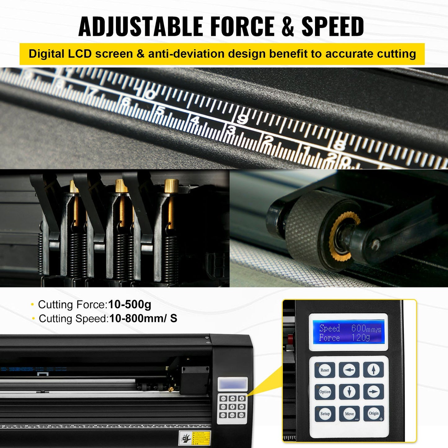 Vinylskärare 28 tums vinylskärmaskin 720 mm pappersmatning vinylplotterskärmaskin med robust golvstativ för papperskärning svart
