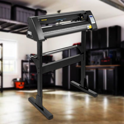 Vinylskärare 28 tums vinylskärmaskin 720 mm pappersmatning vinylplotterskärmaskin med robust golvstativ för papperskärning svart