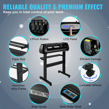 Vinylskärmaskin, 34-tums skärplotter, offline-skärmaskinsats mobil Bluetooth, exakt rullaxel hög noggrannhet justerbar hastighet och kraft, gör-det-själv SignMaster-programvarublad för Windows