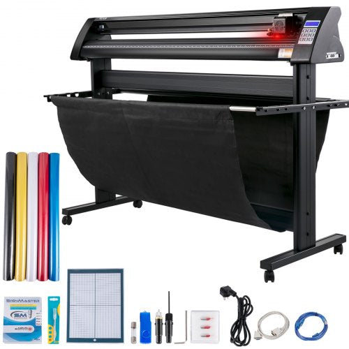 Vinylskärare, 1350 mm vinylplotter, LED-skärmplotter, halvautomatisk inbyggd optisk skärare, kompatibel med SignMaster-programvara för Windows-system med stativ