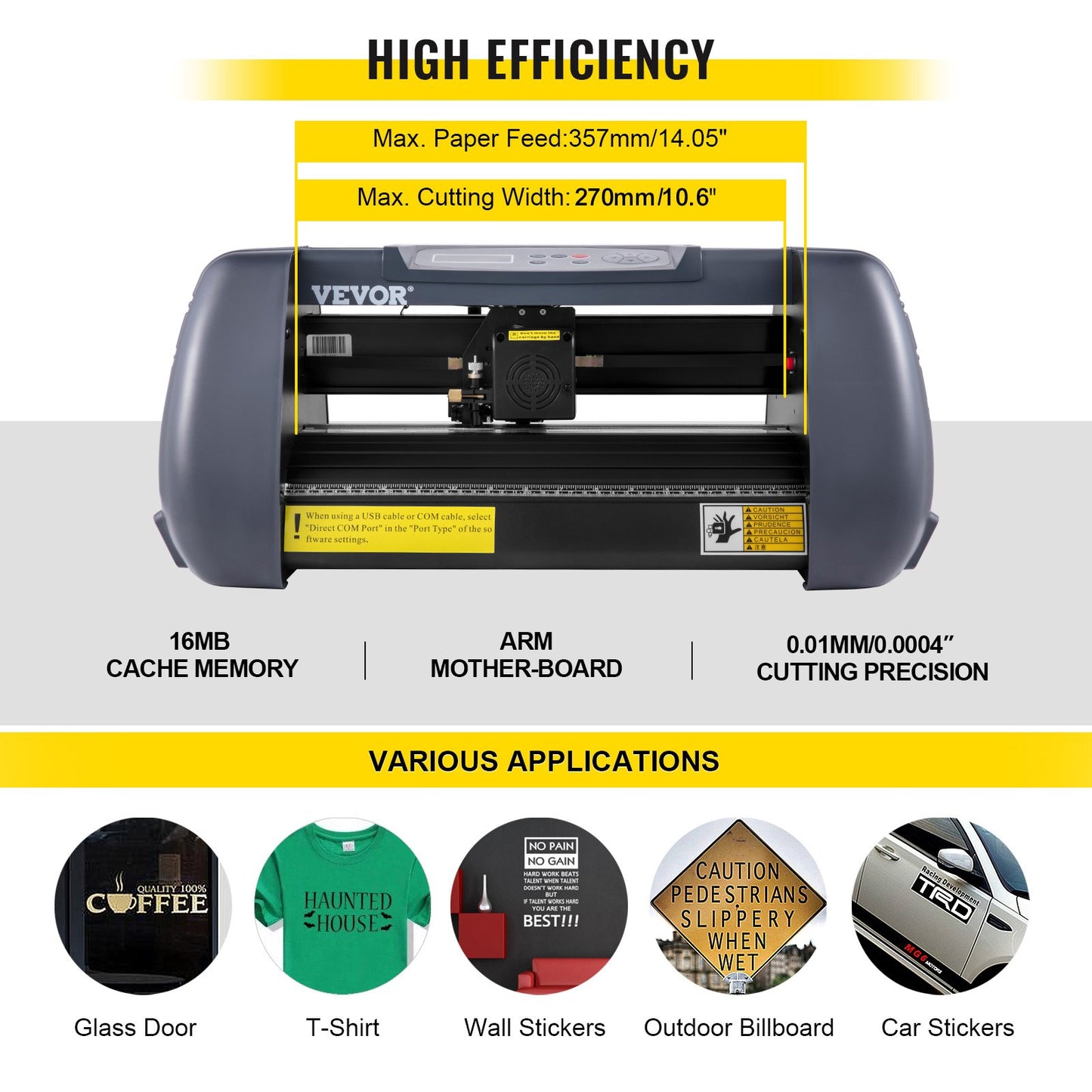 Vinylskärmaskin, 375 mm vinylskrivare, maximal pappersmatning 14-tums plotterskrivare med justerbar kraft och hastighet Vinylskärmaskin för skylttillverkning Vinylplotterskärmaskin