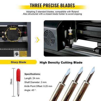 Vinylskärmaskin, 375 mm vinylskrivare, maximal pappersmatning 14-tums plotterskrivare med justerbar kraft och hastighet Vinylskärmaskin för skylttillverkning Vinylplotterskärmaskin