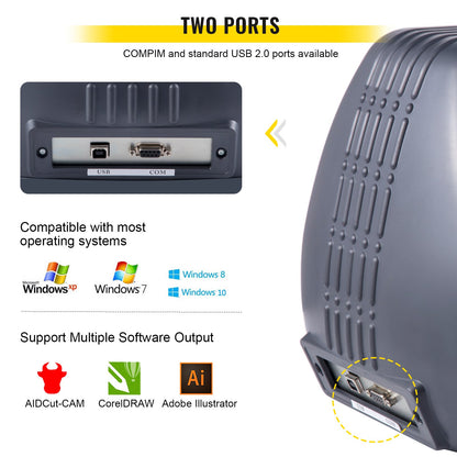 Vinylskärmaskin, 375 mm vinylskrivare, maximal pappersmatning 14-tums plotterskrivare med justerbar kraft och hastighet Vinylskärmaskin för skylttillverkning Vinylplotterskärmaskin