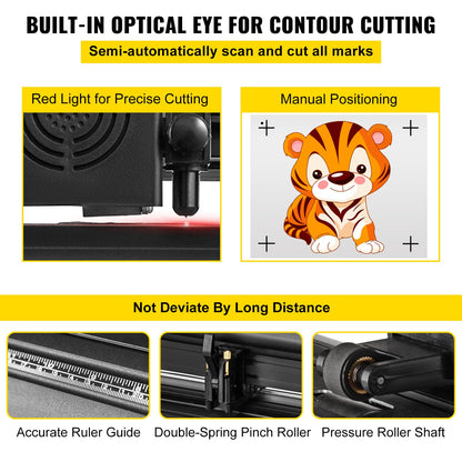 53-tums halvautomatisk konturvinylskärare, manuell positionering