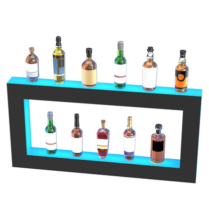 LED Lighted Liquor Bottle Display, Square 48 Inch, Illuminated Home Bar Shelf with RF Remote & App Control 7 Static Colors 1-4 H Timing, Acrylic Wall-Mounted Drinks Lighting Shelf for 24 Bottle