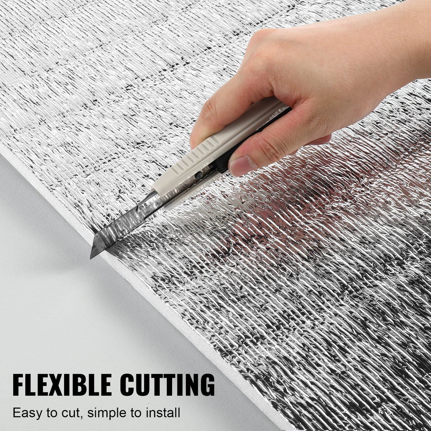 Dubbelreflekterande isoleringsrulle, skumkärna med strålningsbarriär, 15,1 mm 48 tum x 25 fot, dubbelsidig aluminiumfolie EPE-skum värmereflekterande sköld, värmeisoleringsrulle för fönster, husbilstak