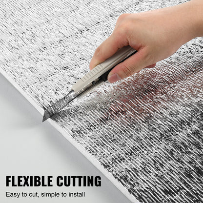 Dubbelreflekterande isoleringsrulle, skumkärna med strålningsbarriär, 15,1 mm 48 tum x 25 fot, dubbelsidig aluminiumfolie EPE-skum värmereflekterande sköld, värmeisoleringsrulle för fönster, husbilstak