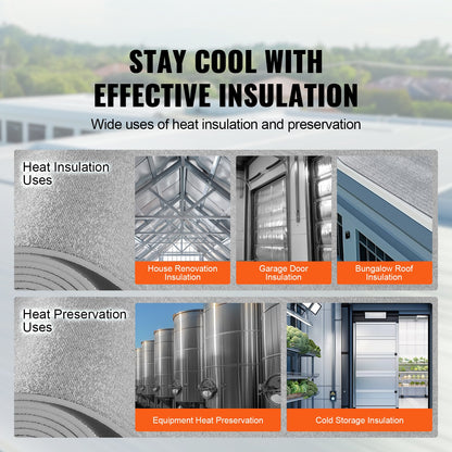 Dubbelreflekterande isoleringsrulle, skumkärna med strålningsbarriär, 15,1 mm 48 tum x 25 fot, dubbelsidig aluminiumfolie EPE-skum värmereflekterande sköld, värmeisoleringsrulle för fönster, husbilstak