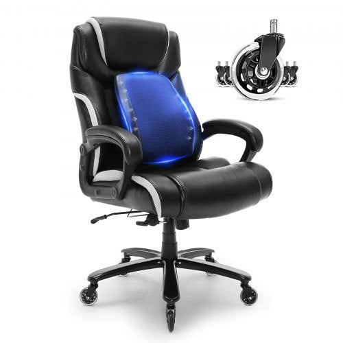 Heavy Duty Executive Office Chair with Cutting-edge Adjustable Lumbar Support for Long Hours, Big and Tall 400lbs Office Chair, Wide Thick Padded Strong Metal Base Quiet Wheels