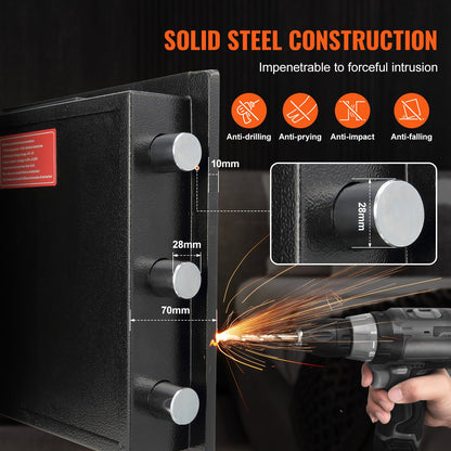 2,5-tums depositionsskåp, depositionsskåp med fallfack, elektroniskt kodlås och 2 nödnycklar, 20,27" x 13,97" x 13,97" affärsskåp för kontanter, post i hemmet, hotellet, kontoret